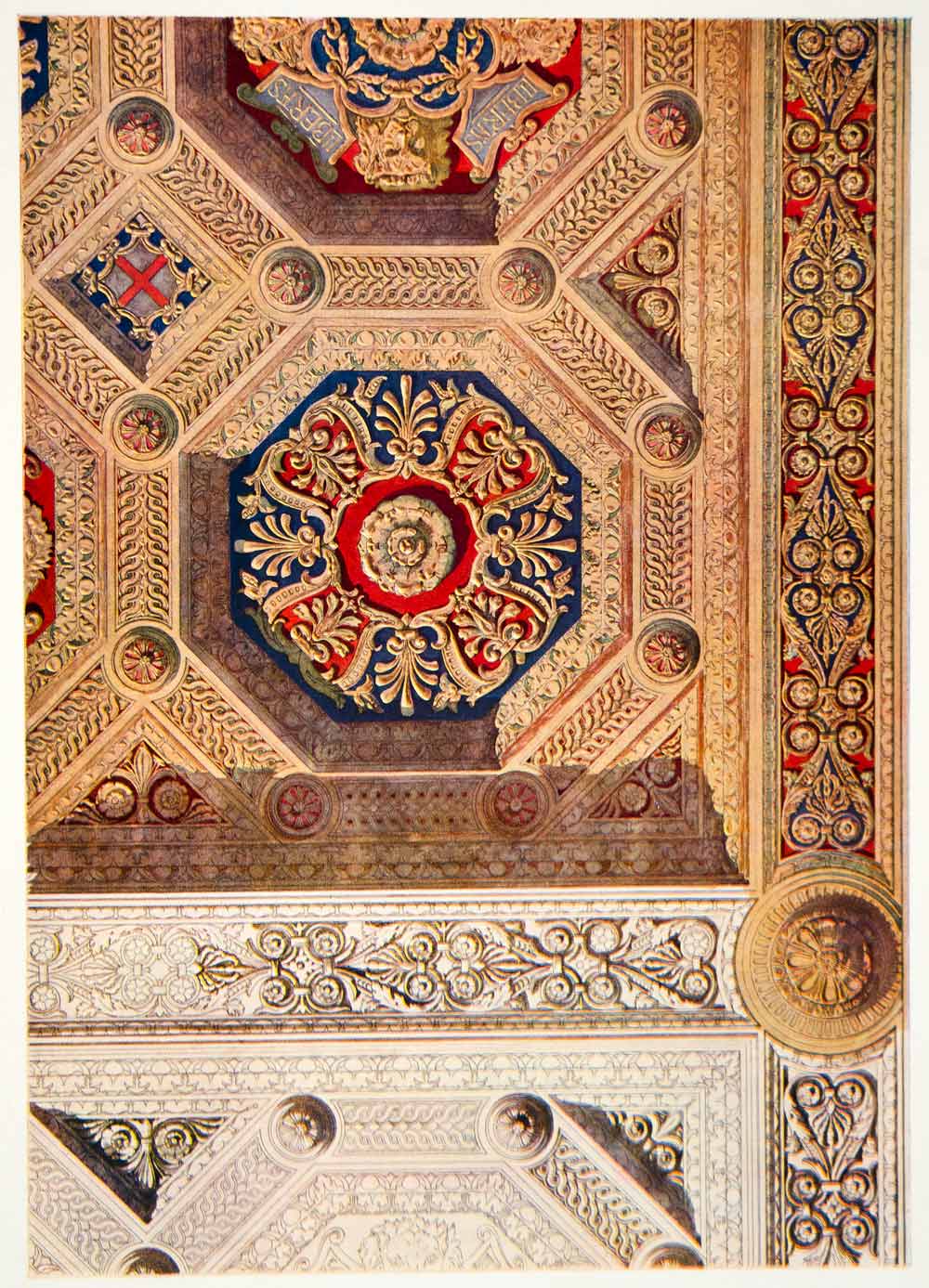 1917 Photolithograph Art Nouveau Ceiling Interior Design Giulio Casanova MDA5