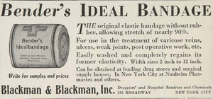 1929 Print Ad Bender's Ideal Elastic Bandage Blackman - ORIGINAL MED1