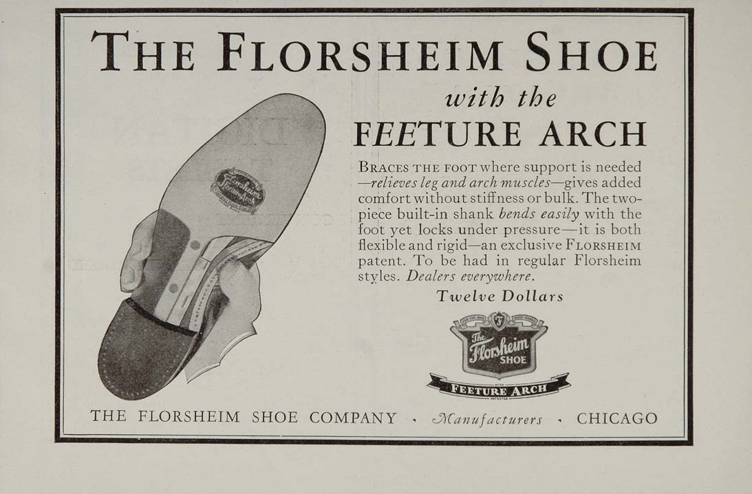 1929 Ad Florsheim Shoe Company Chicago Feeture Arch - ORIGINAL ADVERTISING MED2