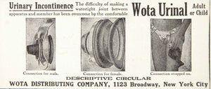 1929 Ad Wota Urinal Urinary Incontinence Male Female Strapped Connection MED2