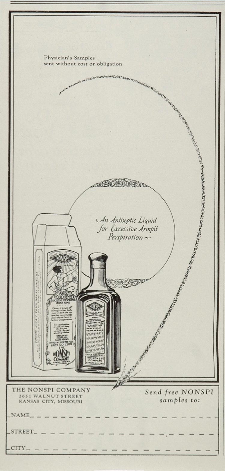 1929 Ad NONSPI Underarm Deodorant Antiseptic Liquid - ORIGINAL ADVERTISING MED3