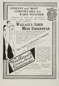 1929 Ad Wallace's Linen Mesh Underwear Man Union Suit - ORIGINAL MED3