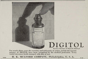 1929 Orig. Print Ad Digitol Tincture Digitalis Mulford - ORIGINAL MED4