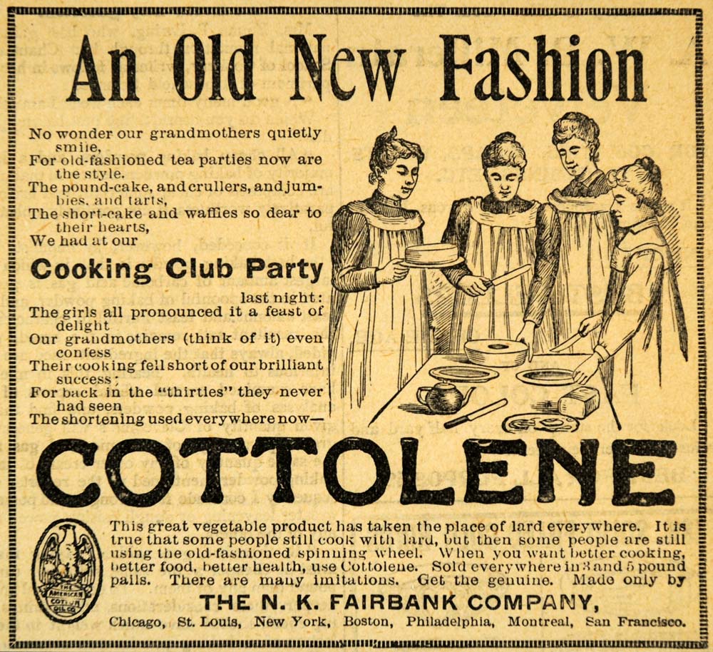 1894 Ad N. K. Fairbank Cottolene Cooking Club Party - ORIGINAL ADVERTISING MF1
