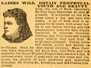 1894 Ad Caroline's Ne Plus Face Beautifier Eternal NY - ORIGINAL ADVERTISING MF1