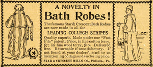 1894 Ad Star Crescent Bath Robes Leading College Stripe - ORIGINAL MF1
