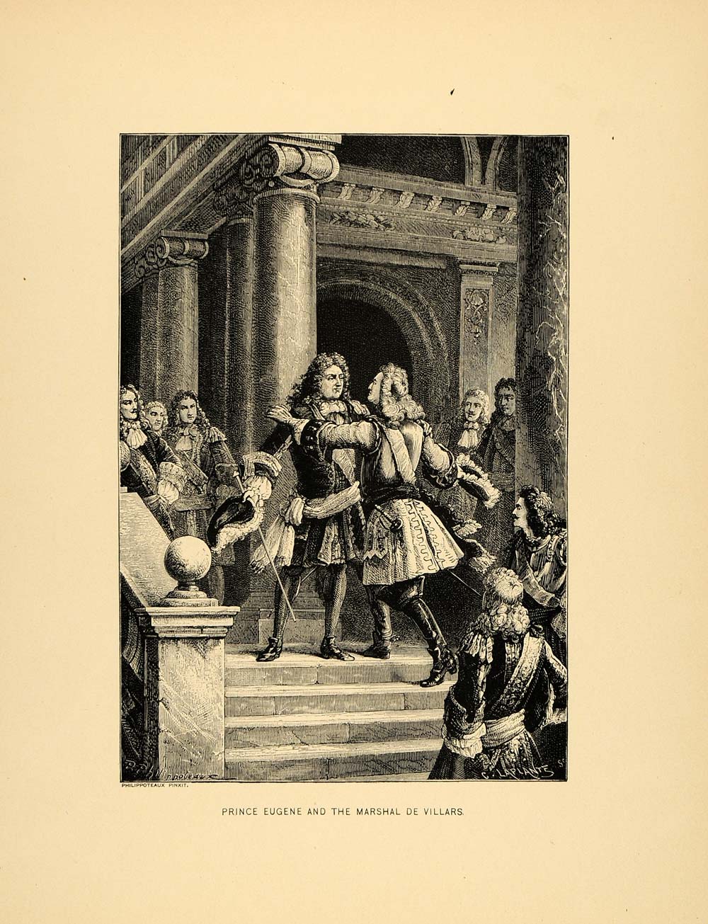 1894 Print Prince Eugenee Marshal Villars Philippoteaux ORIGINAL HISTORIC MFW2
