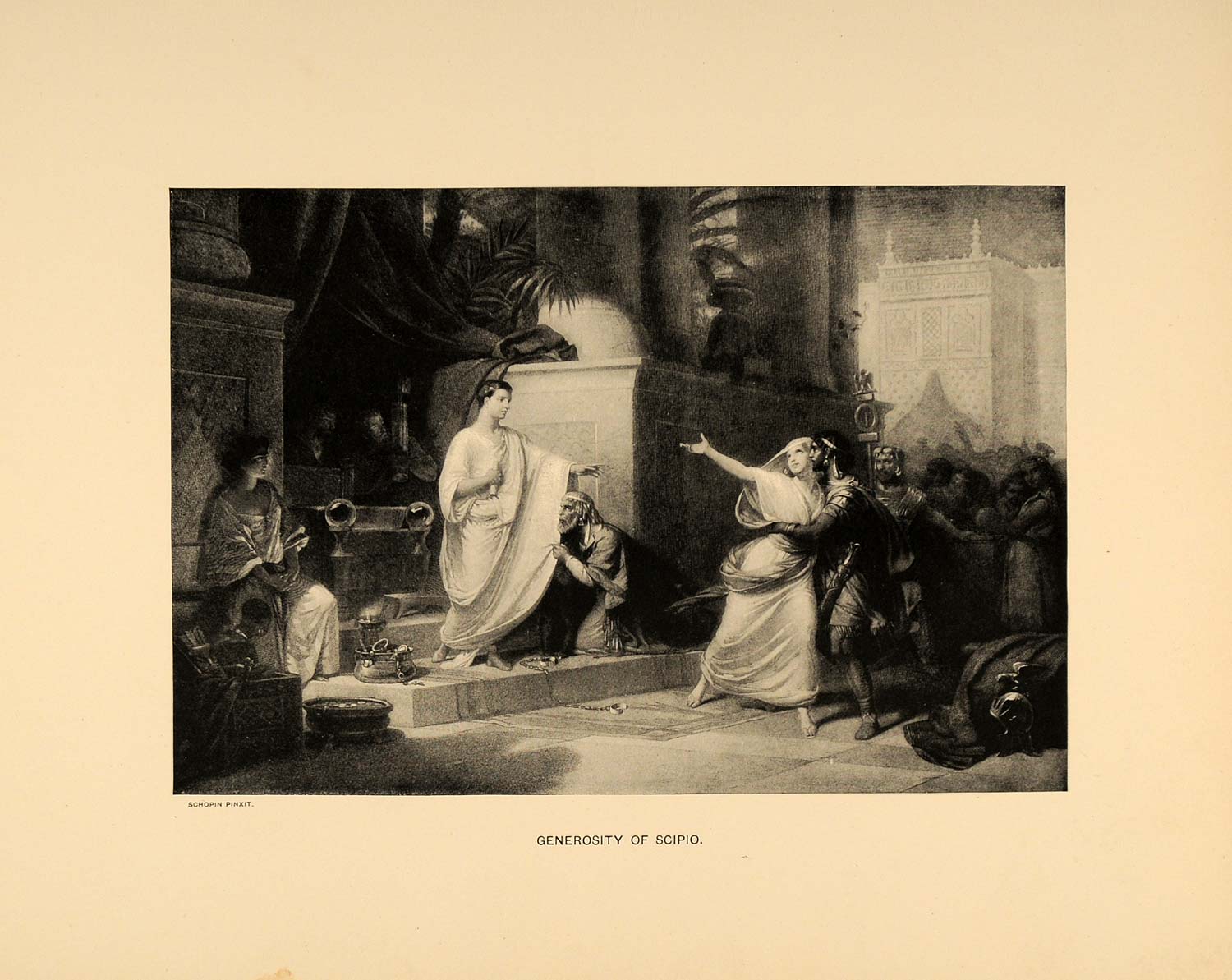 1894 Print Generosity of Scipio Africanus Schopin Art - ORIGINAL HISTORIC MFW2