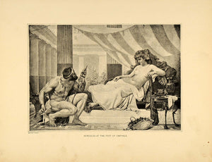 1894 Print Hercules Omphale Greek Mythology Myth Nude ORIGINAL HISTORIC MFW3