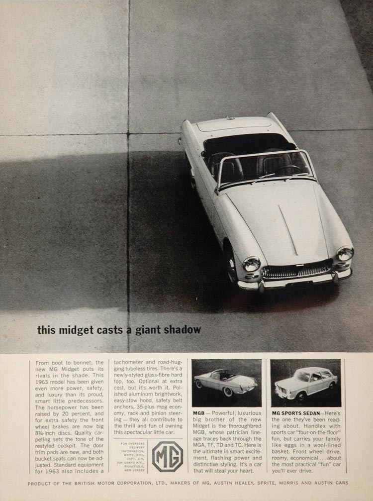 1963 Ad Vintage MG Midget British Motor Corporation Car - ORIGINAL MG