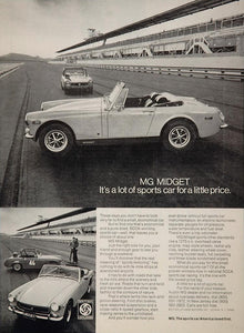 1972 Ad Vintage MG Midget Sports Car Race Track British - ORIGINAL MG