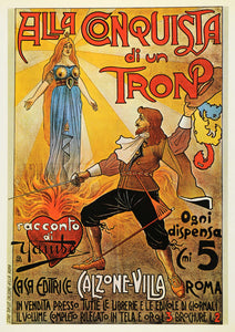 1971 Print Poster Italian Anonimo Art Alla Conquista di un Trono Conquest MI1