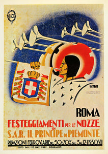 1971 Print Poster Marriage Celebration Piedmont Prince Italian Latini 1930 MI1