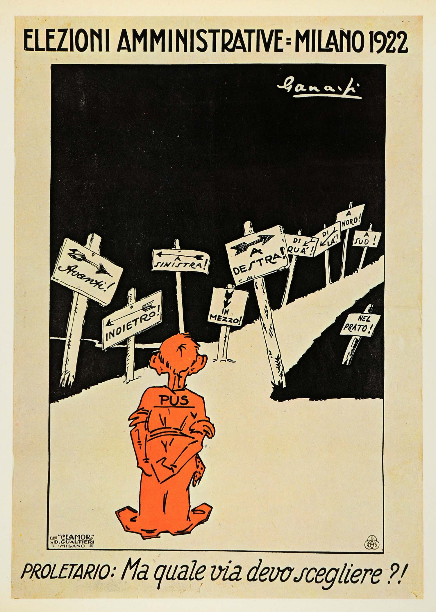 1971 Print Poster Elections Administrative Milan Proletarian Ganassi Italian MI1