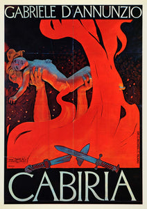 1971 Print Poster Cabiria Nude Woman Hell Fire Italian Art Leopoldo MI1