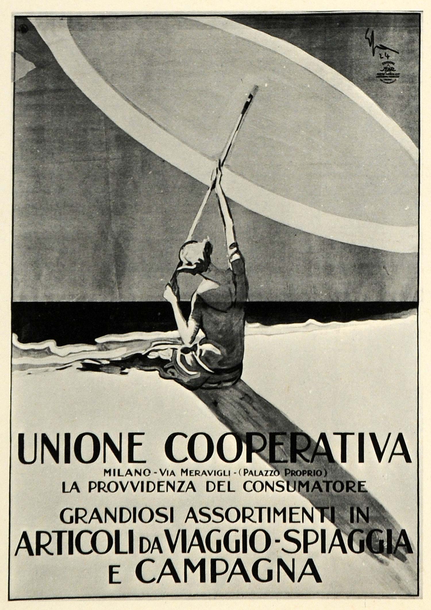 1971 Print Poster Cooperative Union Unione Cooperativa Italian Beach MI1