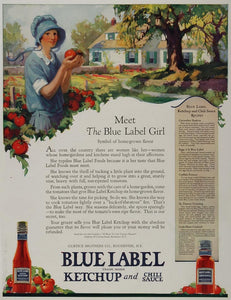 1923 ORIG Ad Blue Label Girl Catsup Ketchup Chili Sauce - ORIGINAL MIX1