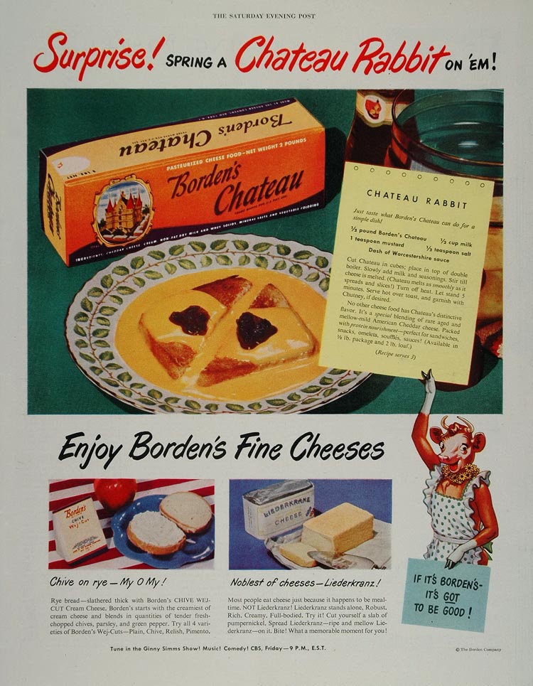 1947 Ad Borden Chateau Cheese Elsie Jersey Cow Icon - ORIGINAL ADVERTISING MIX2