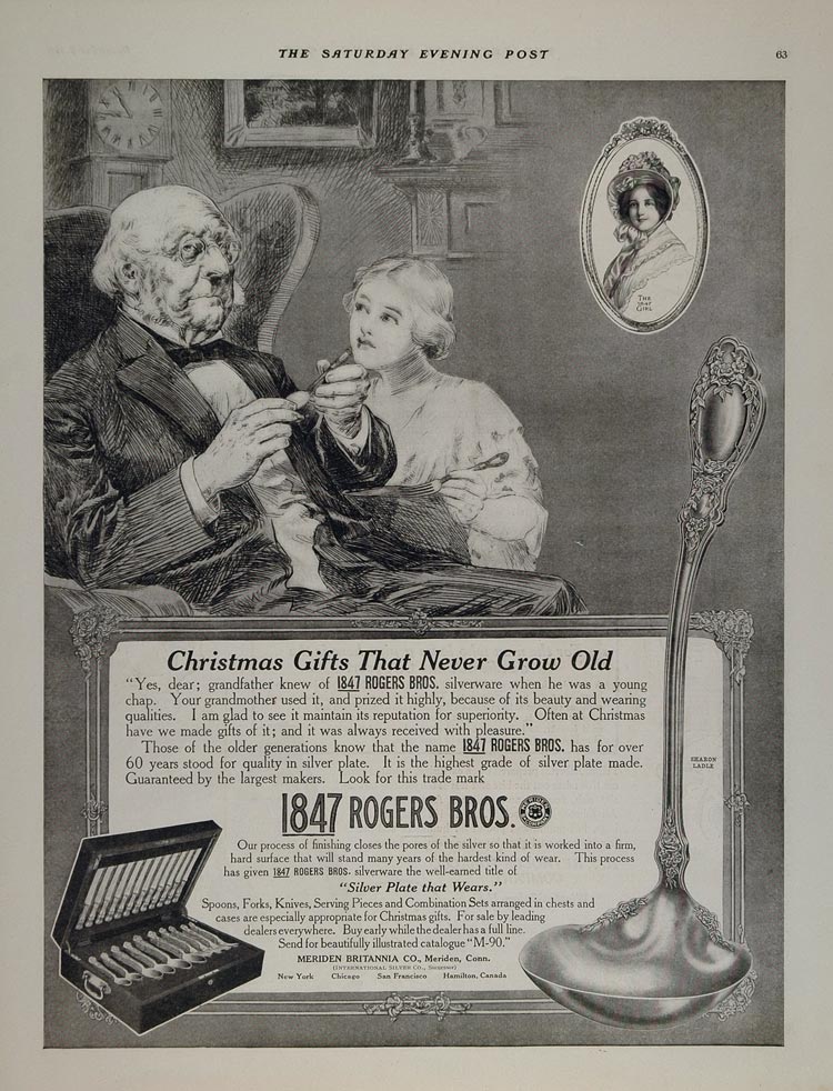 1911 Vintage Print Ad 1847 Rogers Bros. Silverware Girl - ORIGINAL MIX2