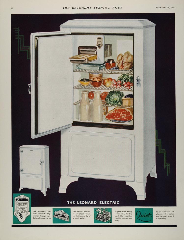1931 Ad Leonard Electric Refrigerator Icebox Fridge - ORIGINAL ADVERTISING MIX3