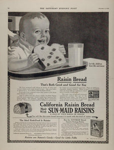1915 Ad California Sun Maid Raisin Bread Baby Highchair - ORIGINAL MIX3