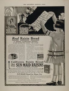 1915 Ad California Sun Maid Raisin Bread Girl Grocer - ORIGINAL ADVERTISING MIX3