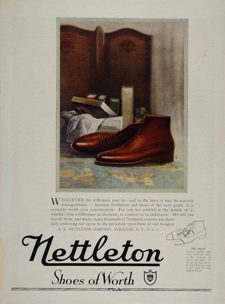 1920 Print Ad A. E. Nettleton Mens Shoe Argyle Syracuse - ORIGINAL MIX4