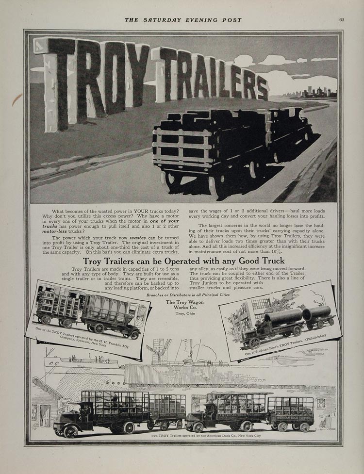 1917 Ad Troy Trailers American Dock Truck Wagon Works - ORIGINAL MIX5