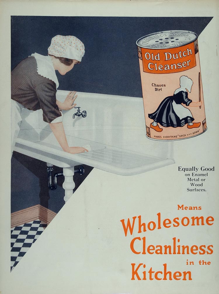 1916 Ad Old Dutch Cleanser Woman Enamel Kitchen Sink - ORIGINAL ADVERTISING MIX6