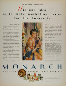 1928 Vintage Ad Monarch Food Products Woman Telephone - ORIGINAL MIX6