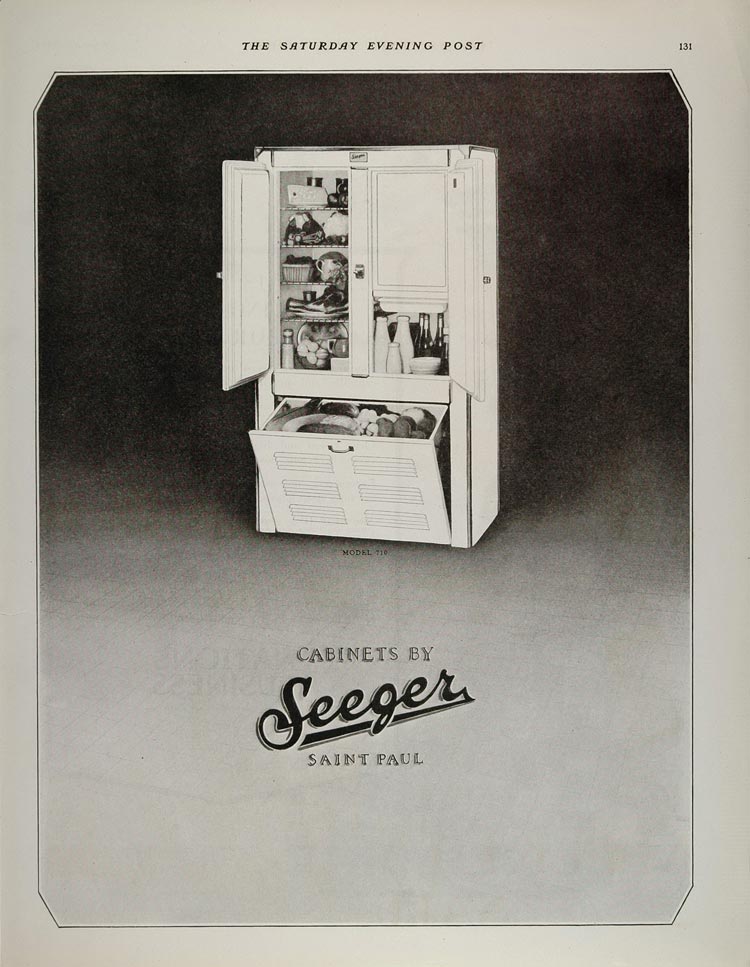 1928 Ad Seeger Kitchen Cabinet 710 Icebox Refrigerator - ORIGINAL MIX6