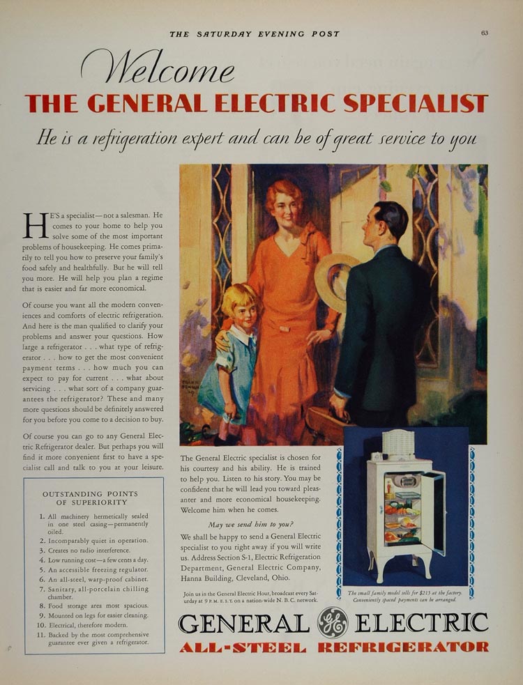 1930 Ad GE General Electric Specialist Refrigerator - ORIGINAL ADVERTISING MIX6