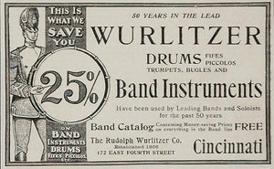1904 ORIG. Ad Rudolph Wurlitzer Band Instruments Drums - ORIGINAL MIX6