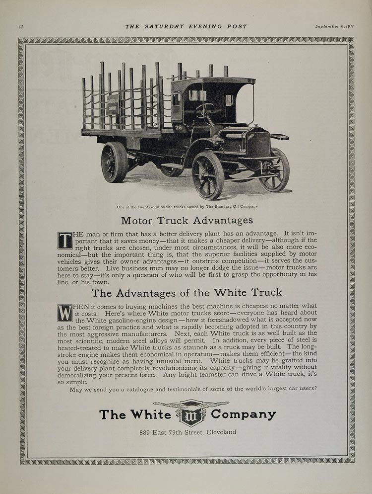 1911 Ad White Trucks Standard Oil Company Cleveland OH - ORIGINAL MIX6