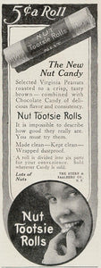 1916 ORIG. Vintage Ad Nut Tootsie Rolls Peanut Candy - ORIGINAL ADVERTISING MIX6