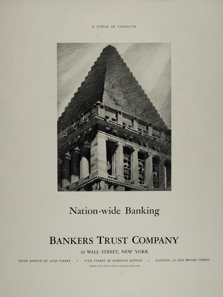 1938 Ad Bankers Trust 16 Wall Street Pyramid Roof Tower - ORIGINAL MIX7