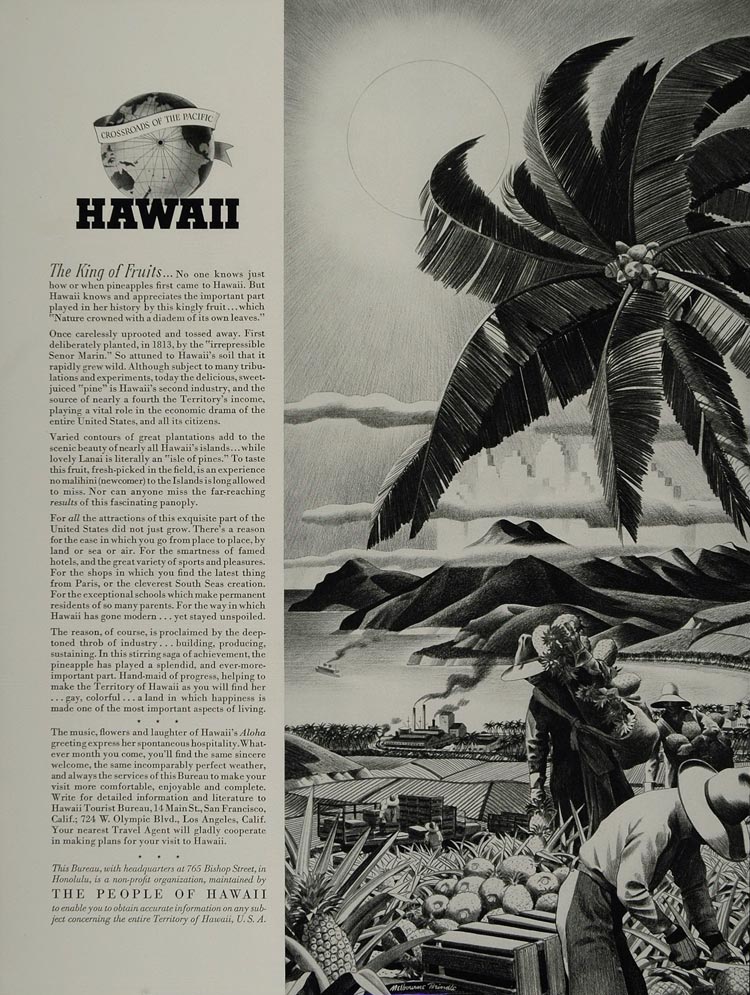 1938 Ad Hawaii Territory Pineapple Plantation M Brindle - ORIGINAL MIX7