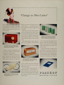 1938 Ad Plaskon Molded Color Plastic Radio Clock Shaver - ORIGINAL MIX7
