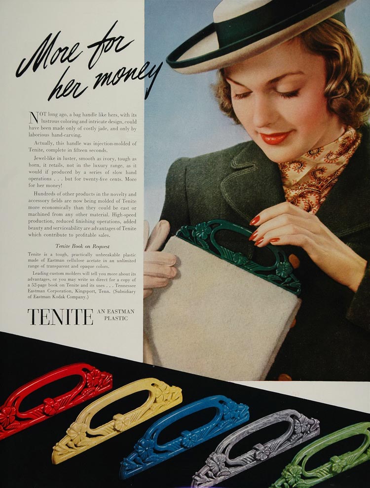 1938 Ad Eastman Tenite Plastic Purse Handle Kingsport - ORIGINAL MIX7