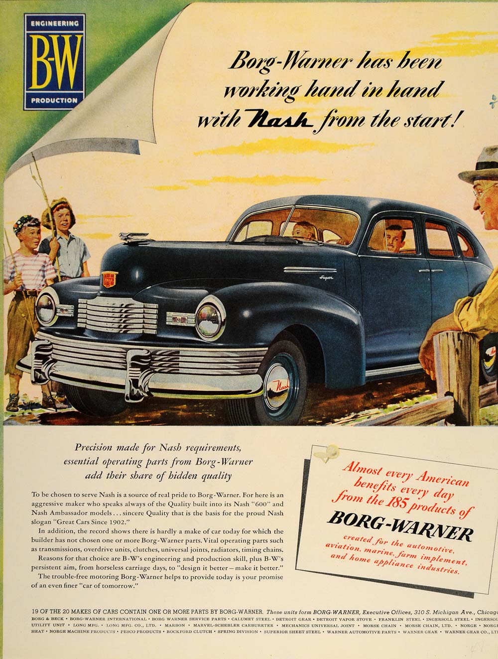 1948 Ad Borg Warner Nash 600 Ambassador Car Parts Auto American Automobile MIX8
