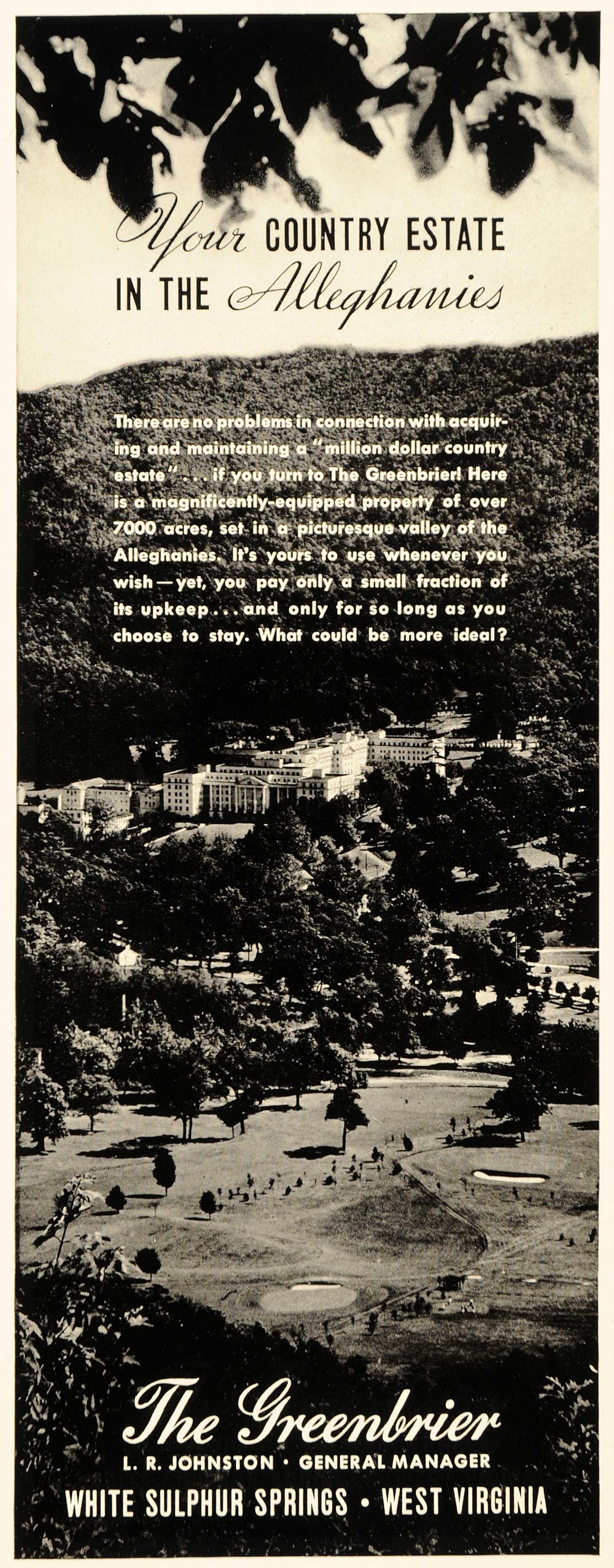 1937 Ad Greenbrier Estate White Springs Alleghenies - ORIGINAL ADVERTISING MIX9