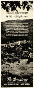 1937 Ad Greenbrier Estate White Springs Alleghenies - ORIGINAL ADVERTISING MIX9