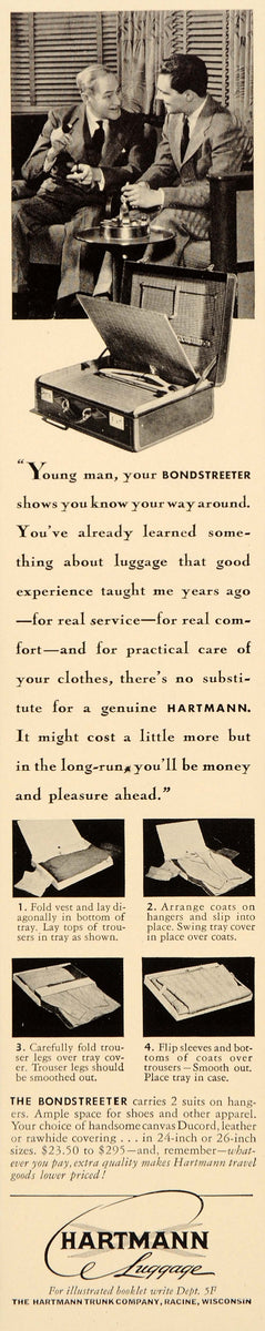 1940 Ad Hartmann Trunks Luggage Bondstreeter Suitcase - ORIGINAL MIX9 ...