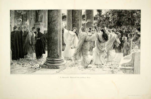 1907 Wood Engraving Wedding Rome Celebration Toga Dancing Performer Muzzioli MK2