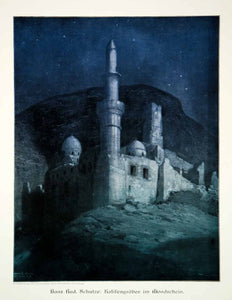 1912 Photolithograph Hans Rudolf Schulze Art Islamic Tomb Monument Moonlight MK4
