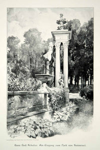 1912 Print Hans Rudolf Schulze Art Sanssouci Entrance Gate Potsdam Germany MK4