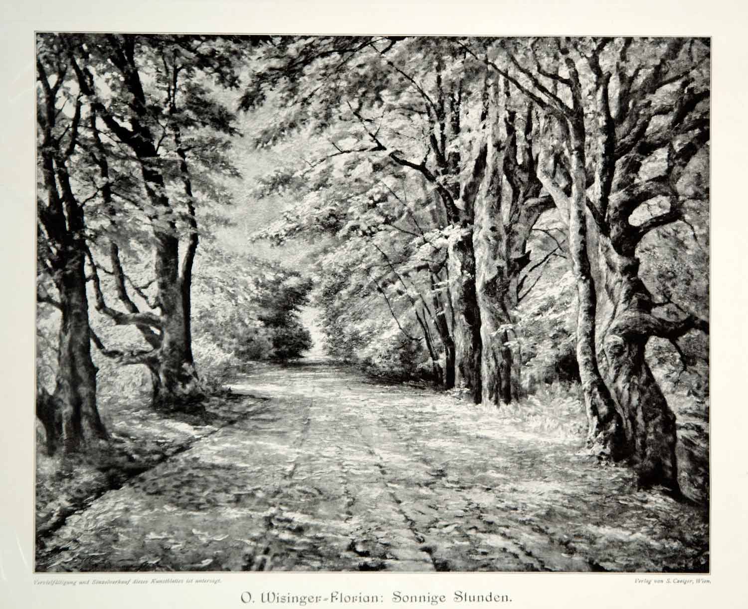 1912 Print Olga Wisinger-Florian Sonnige Stunden Forest Landscape Road Woods MK4