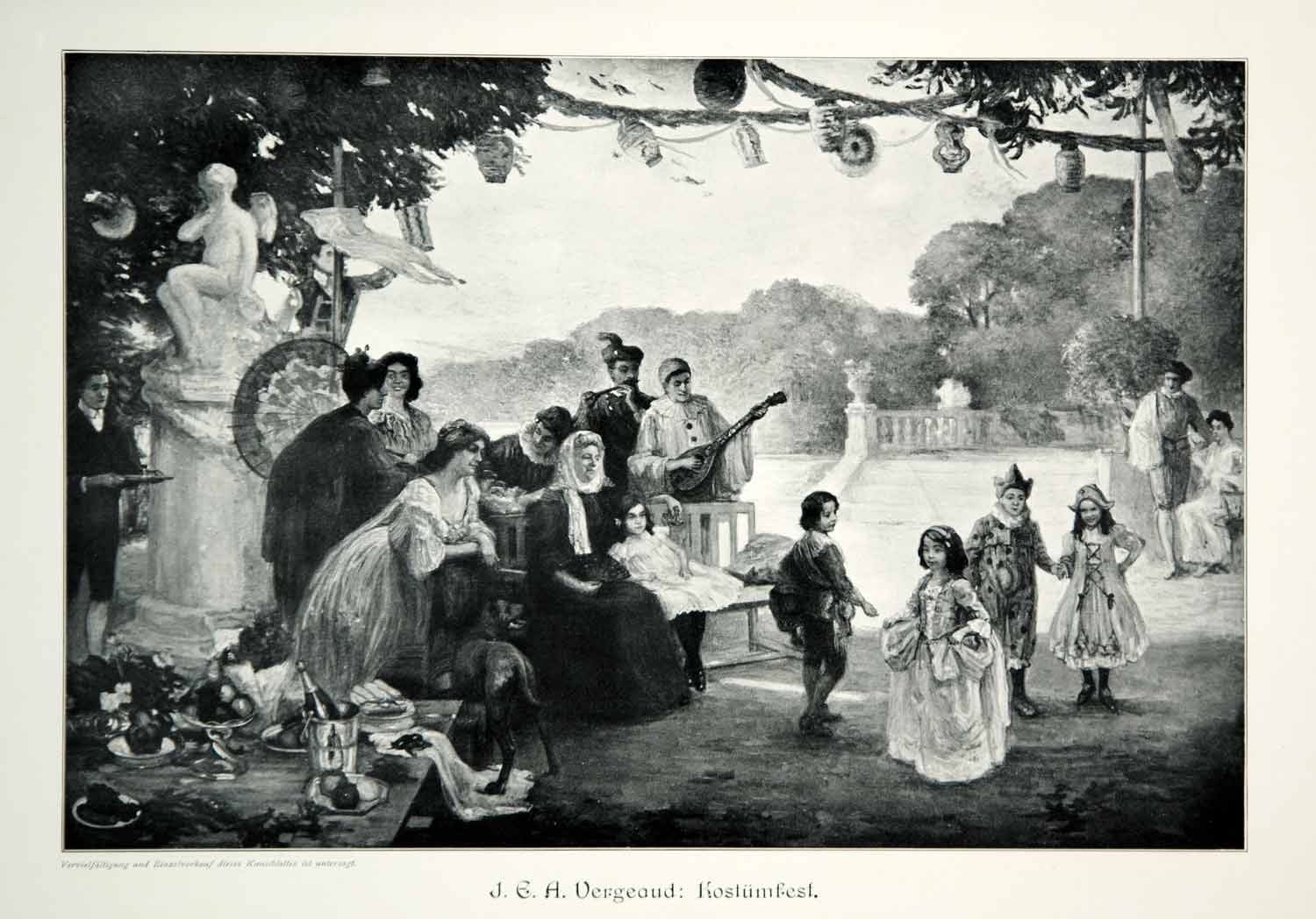 1912 Print Kostumfest Costume Party Children Dancing Musician J E A Vergeaud MK4