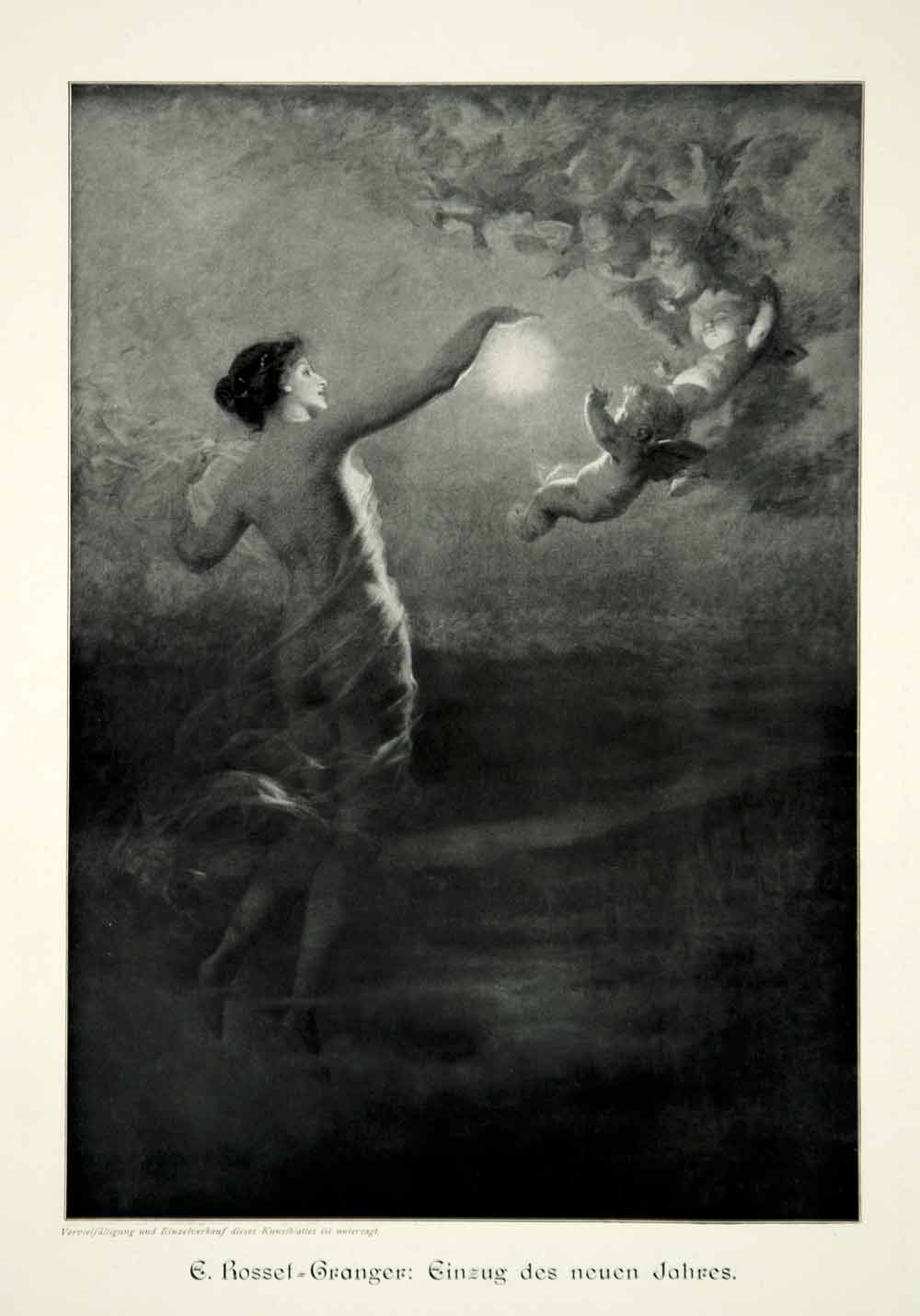 1912 Print Edouard Rosset-Granger Art New Year's Babies Nude Female Figure MK4