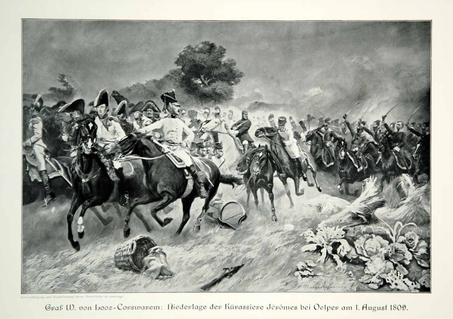 1912 Print Battle Olper War Fifth Coalition Napoleonic Wars Soldiers Horses MK4